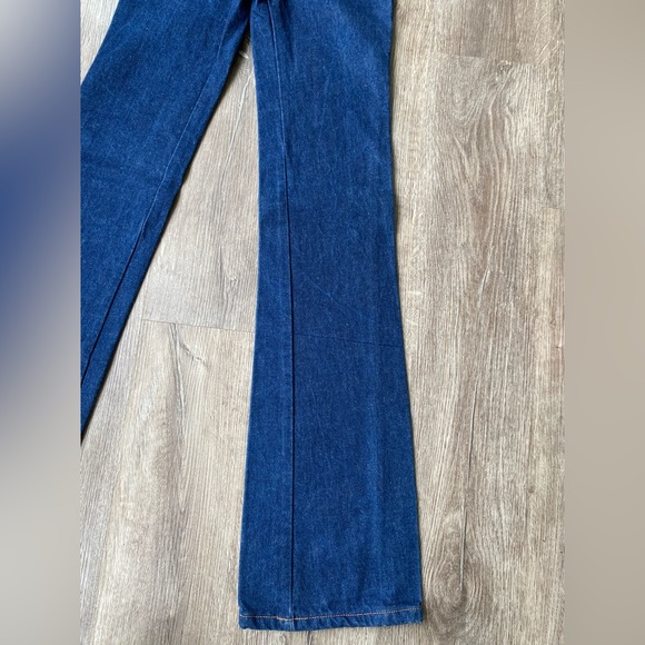 Vintage 1970s XXS XS 22 Chemin De Fer Wide Bell Bottom Denim Jeans Flares Hippie - Picture 4 of 9
